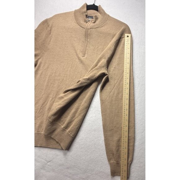 Saks Fifth Avenue Men's Camel Tan Beige Wool Blend 1/4 Zip Pullover Sweater Sz L - Picture 10 of 10
